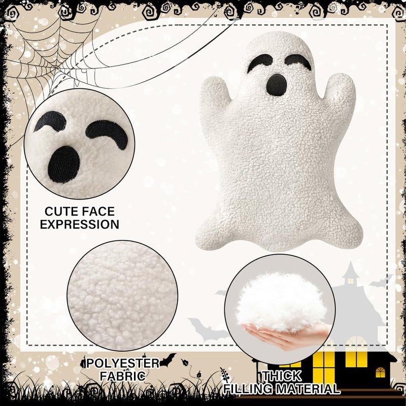 Allorry Ghost Pillow,Ghost Decor,Halloween Pillows Set of 2 Cute Ghost Indoor Decorative Throw Pillow Ghost Plush Pillows for Halloween Decorative Home Sofa Bed Ghost Decor Cushion(7.9 Inch) - Image 4